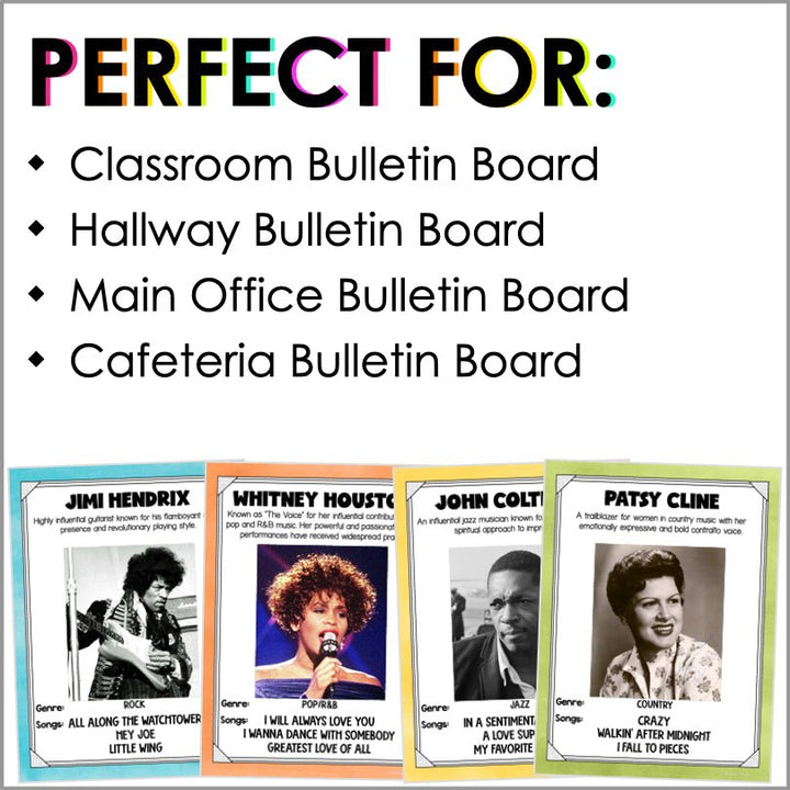 20th Century Music Posters and Bulletin Board Display | Famous Musicians Posters - Teacher Jeanell