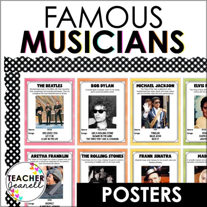 20th Century Music Posters and Bulletin Board Display | Famous Musicians Posters - Teacher Jeanell
