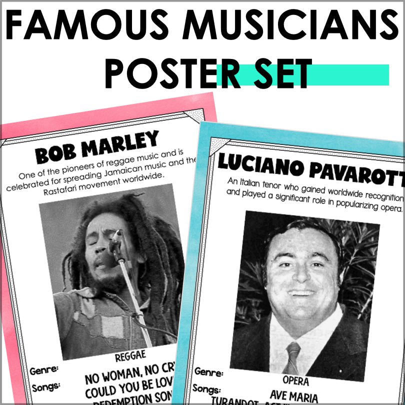 20th Century Music Posters and Bulletin Board Display | Famous Musicians Posters - Teacher Jeanell
