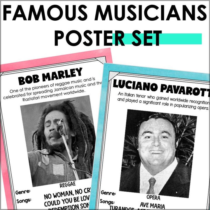 20th Century Music Posters and Bulletin Board Display | Famous Musicians Posters - Teacher Jeanell