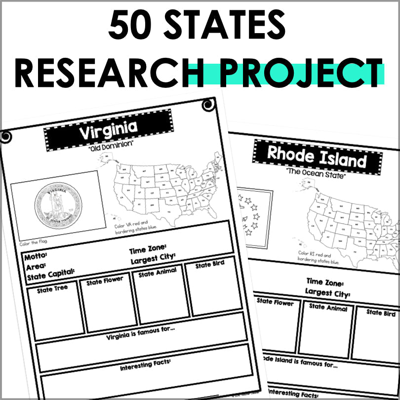 50 States Research Project - State Report - Teacher Jeanell