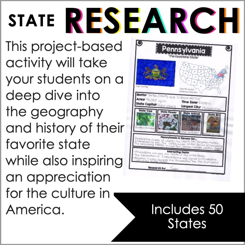50 States Research Project - State Report - Teacher Jeanell