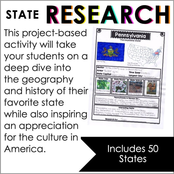50 States Research Project - State Report - Teacher Jeanell