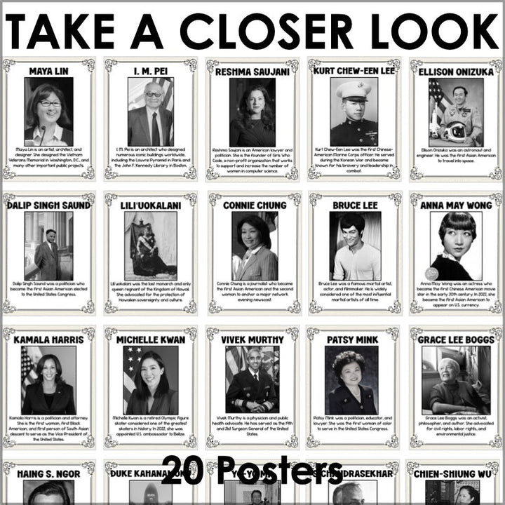 AAPI Asian American and Pacific Islander Poster Set - Teacher Jeanell