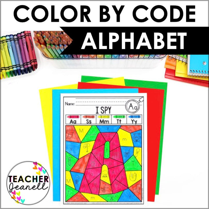 Alphabet and Beginning Sounds Color by Code Worksheets - Teacher Jeanell
