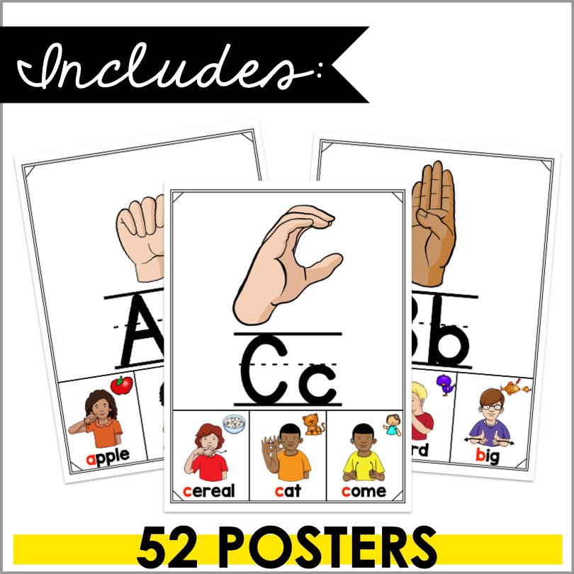 ASL Alphabet Posters | Sign Language Vocabulary Posters - Teacher Jeanell
