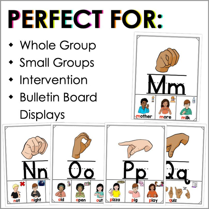 ASL Alphabet Posters | Sign Language Vocabulary Posters - Teacher Jeanell
