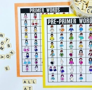 ASL American Sign Language Pre-Primer and Primer Sight Word Charts - Teacher Jeanell