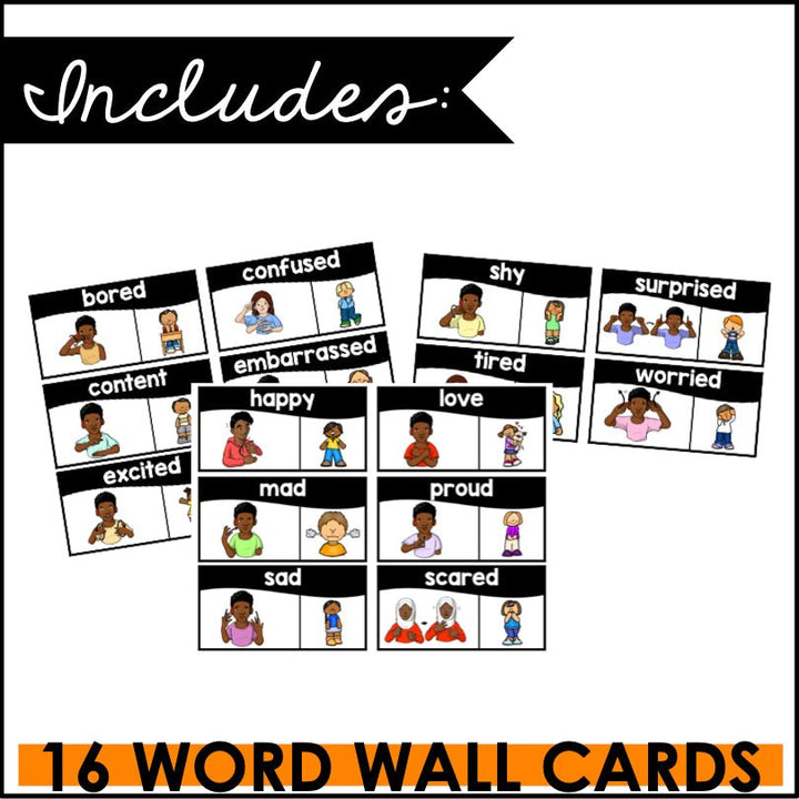 ASL American Sign Language Word Wall Cards - Feelings and Emotions - Teacher Jeanell