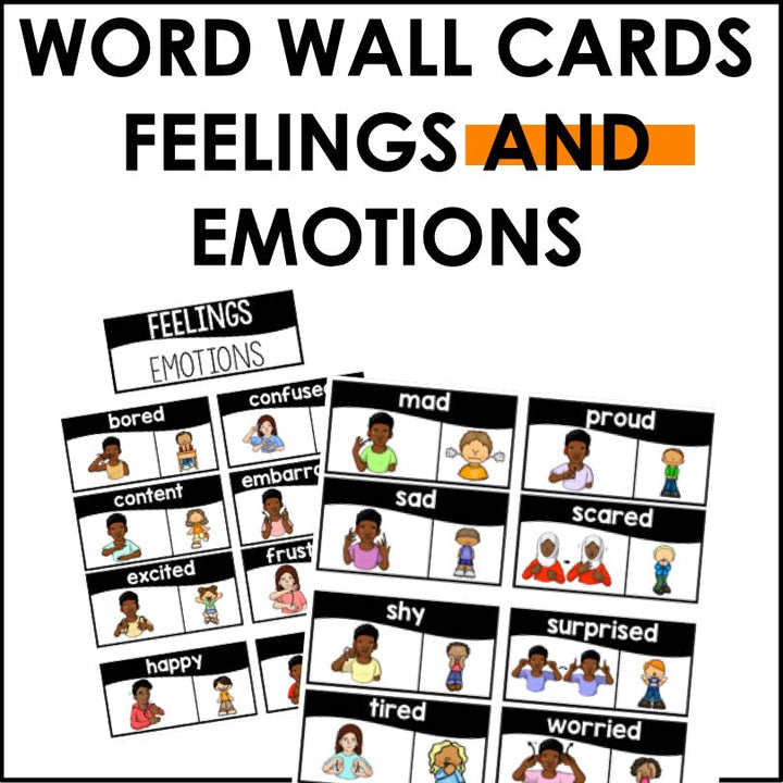 ASL American Sign Language Word Wall Cards - Feelings and Emotions - Teacher Jeanell