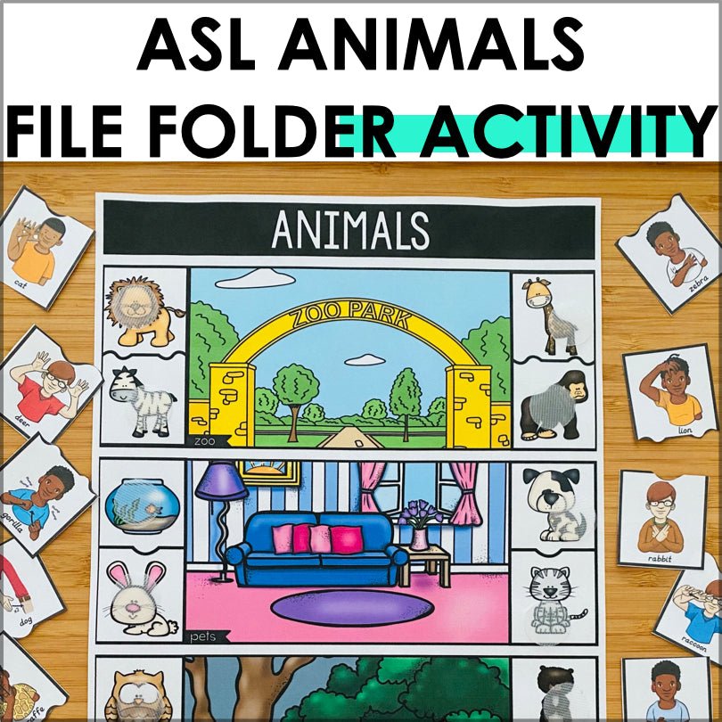 ASL Animals File Folder Games - ASL Busy Book - Teacher Jeanell