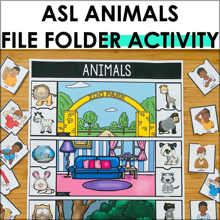ASL Animals File Folder Games - ASL Busy Book - Teacher Jeanell