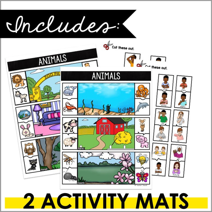 ASL Animals File Folder Games - ASL Busy Book - Teacher Jeanell