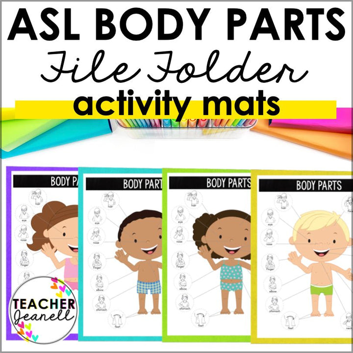 ASL Body Parts File Folder Games - ASL Busy Book - Teacher Jeanell
