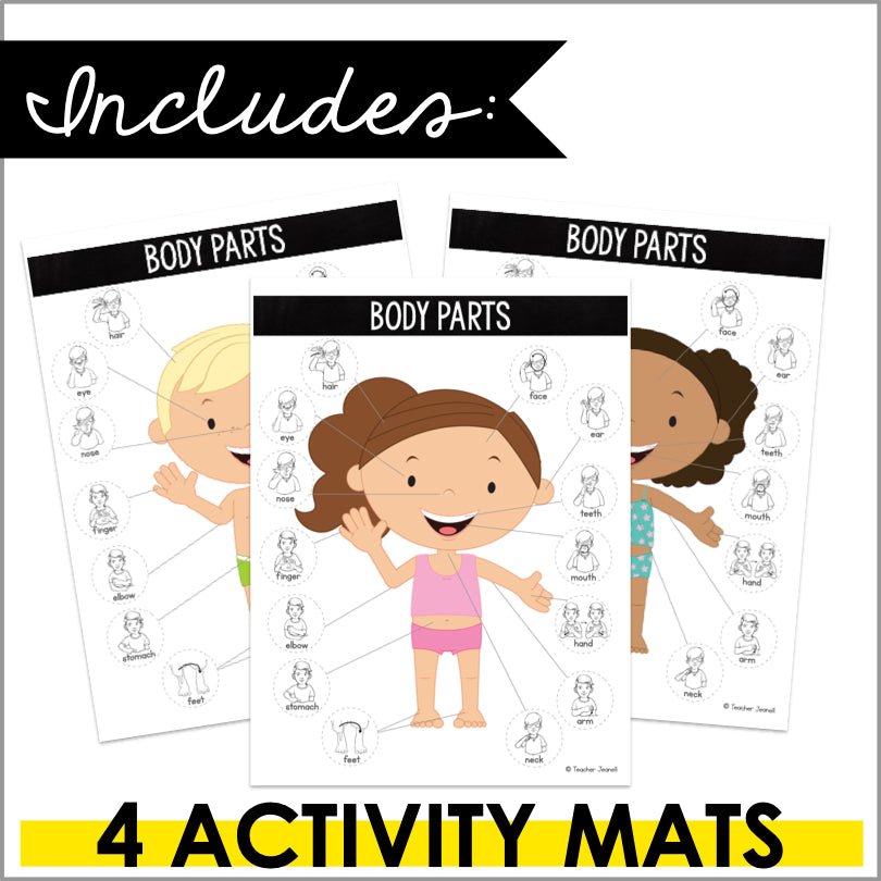 ASL Body Parts File Folder Games - ASL Busy Book - Teacher Jeanell