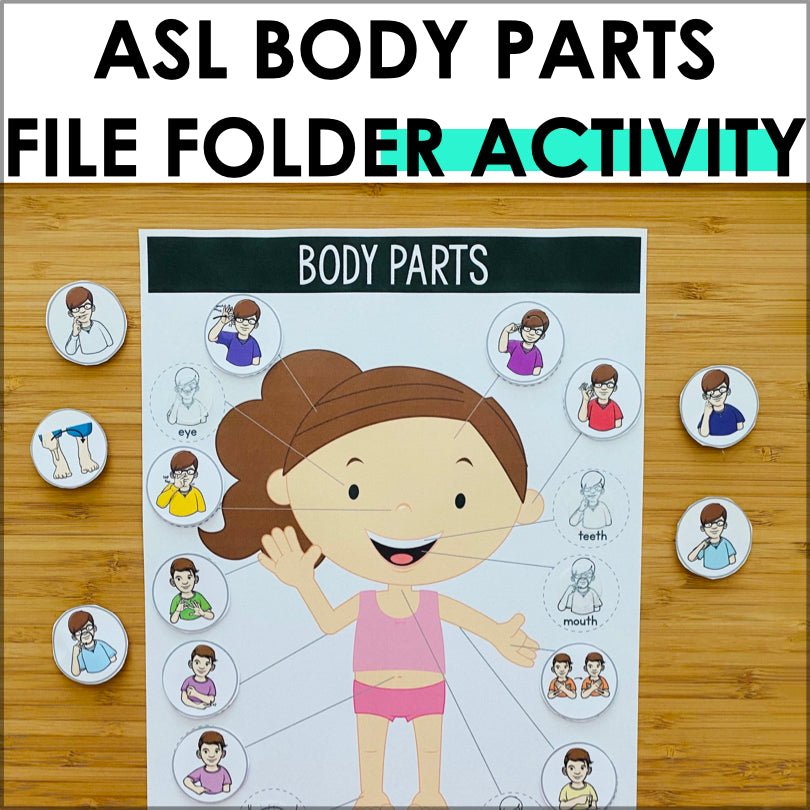 ASL Body Parts File Folder Games - ASL Busy Book - Teacher Jeanell