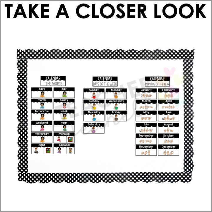 ASL Calendar Time Word Wall Cards - Teacher Jeanell