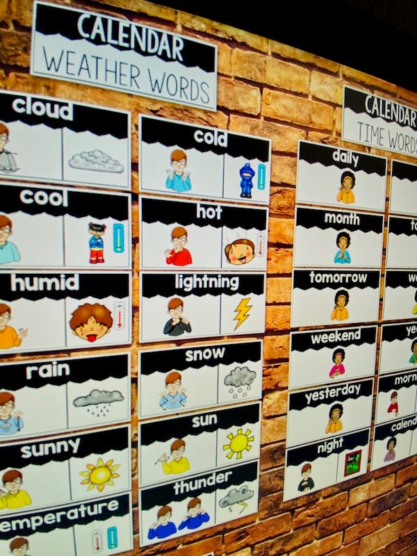ASL Calendar Time Word Wall Cards - Teacher Jeanell