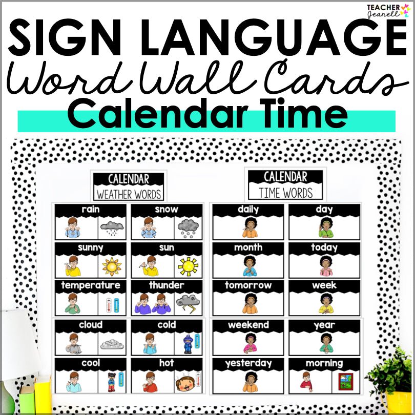 American Sign Language (ASL) Calendar Word Wall Cards – Teacher Jeanell American Sign Language (ASL) Calendar Word Wall Cards – Teacher Jeanell