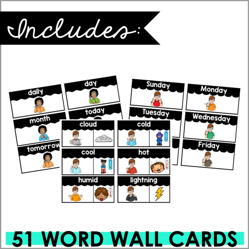 ASL Calendar Time Word Wall Cards - Teacher Jeanell