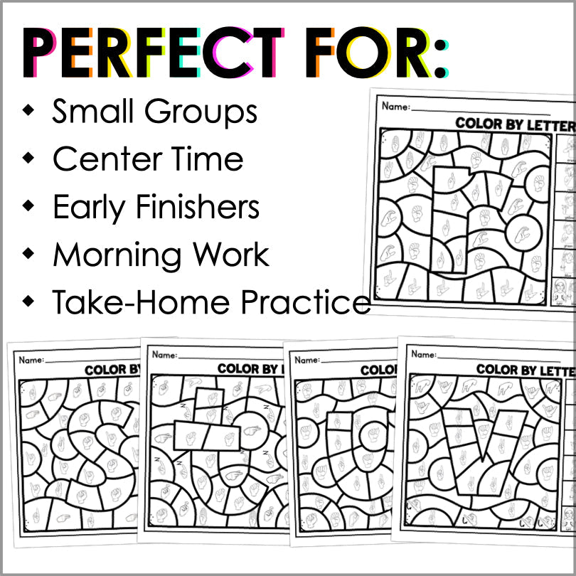 ASL Color by Code Letters A-Z - Teacher Jeanell