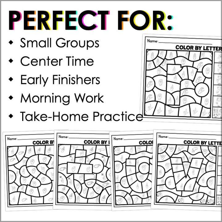 ASL Color by Code Letters A-Z - Teacher Jeanell
