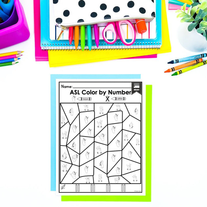 ASL Color by Code Printables Numbers 0-20 - Teacher Jeanell