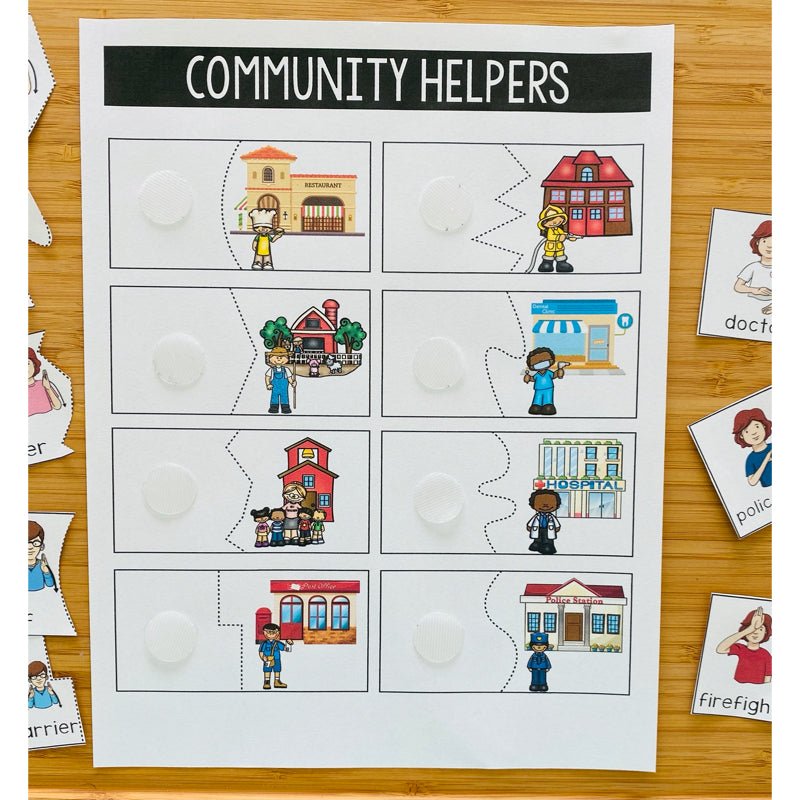 ASL Community Helpers Learning Mat - File Folder Activity - Teacher Jeanell