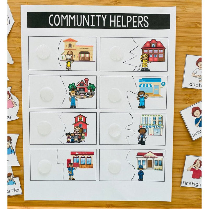 ASL Community Helpers Learning Mat - File Folder Activity - Teacher Jeanell