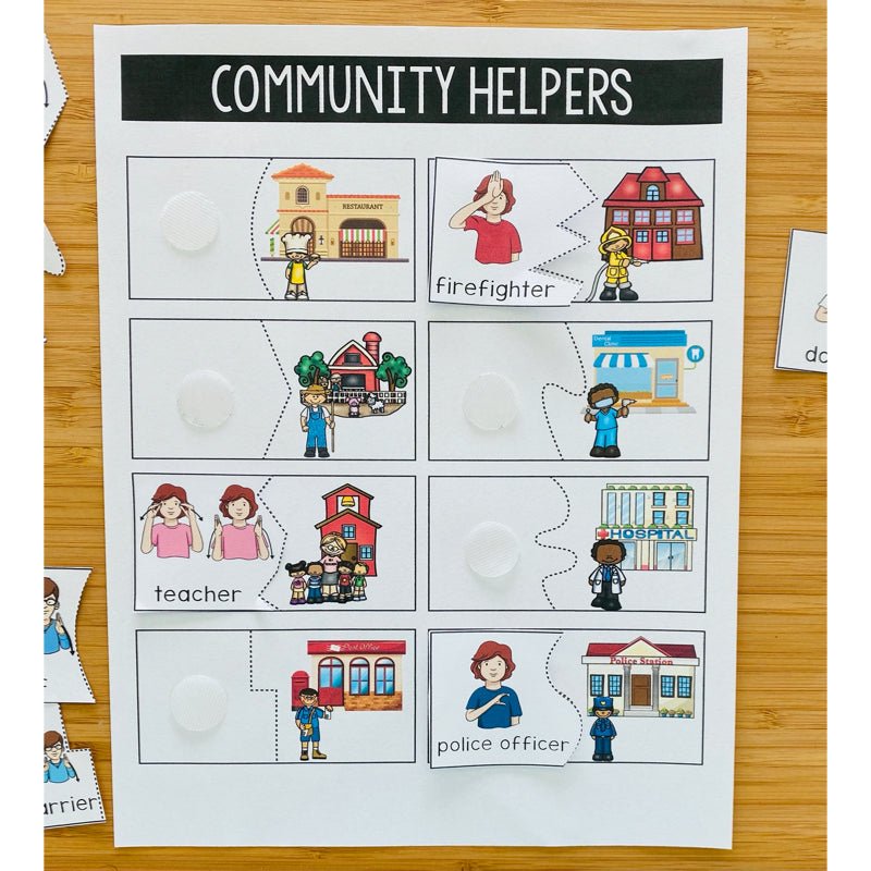 ASL Community Helpers Learning Mat - File Folder Activity - Teacher Jeanell