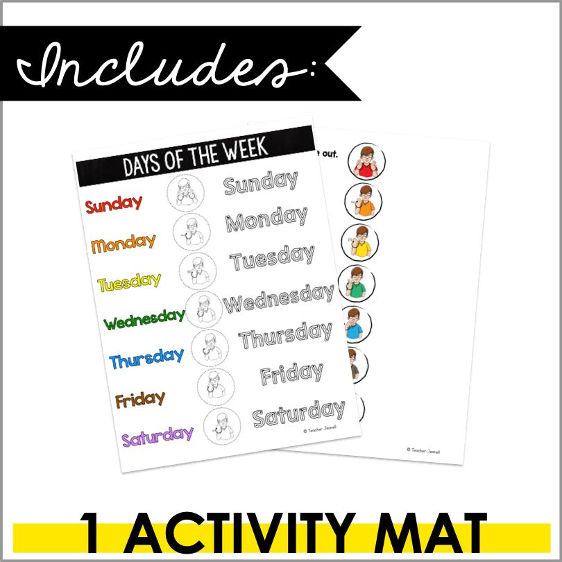 ASL Days of the Week File Folder Games - ASL Busy Book - Teacher Jeanell