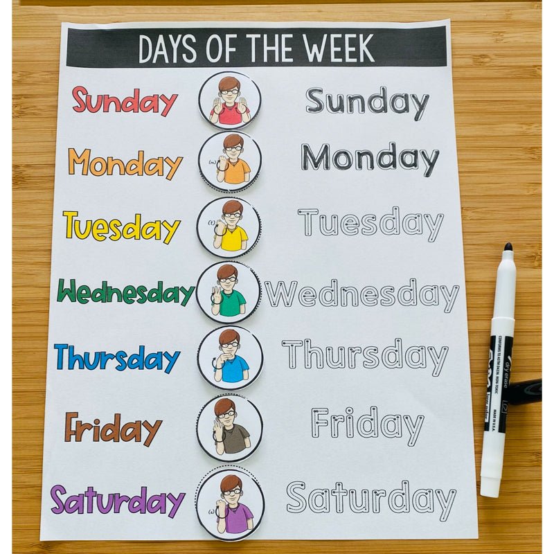 ASL Days of the Week File Folder Games - ASL Busy Book - Teacher Jeanell