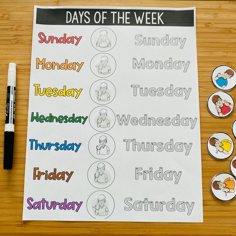 ASL Days of the Week File Folder Games - ASL Busy Book - Teacher Jeanell