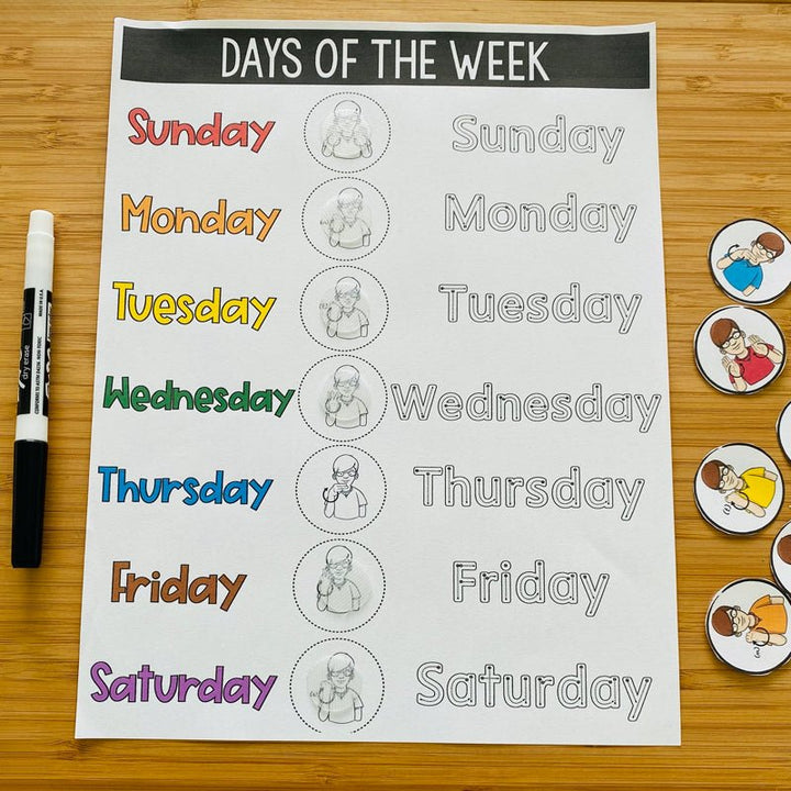 ASL Days of the Week File Folder Games - ASL Busy Book - Teacher Jeanell