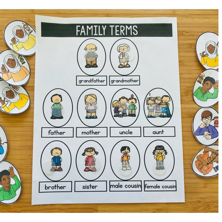 ASL Family Terms File Folder Activity (2 Levels) - ASL Games - Teacher Jeanell