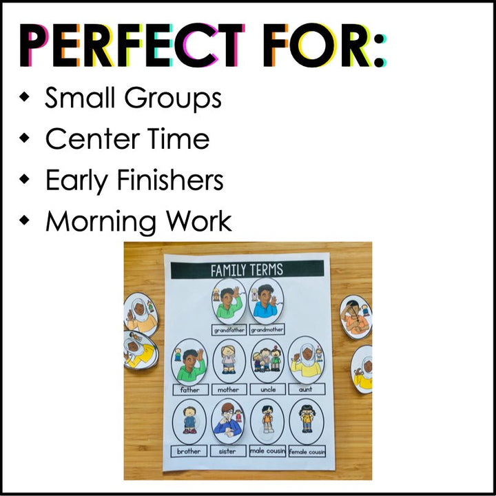 ASL Family Terms File Folder Activity (2 Levels) - ASL Games - Teacher Jeanell