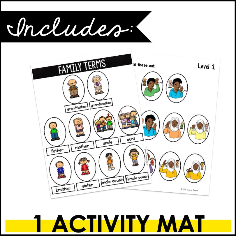 ASL Family Terms File Folder Activity (2 Levels) - ASL Games - Teacher Jeanell