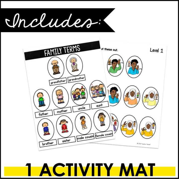ASL Family Terms File Folder Activity (2 Levels) - ASL Games - Teacher Jeanell