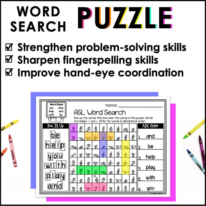 ASL Fingerspelling Word Search Puzzles - Teacher Jeanell