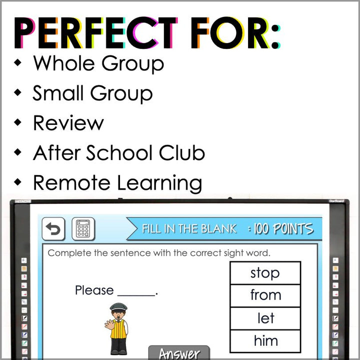 ASL First Grade Sight Words Digital Game - Teacher Jeanell
