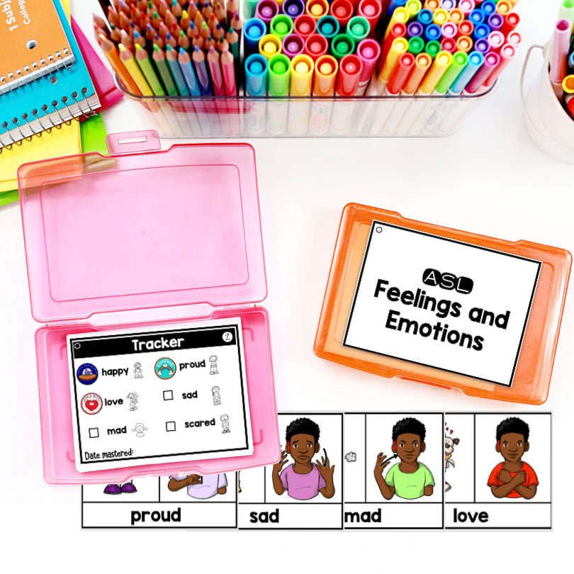 ASL Flashcards & Tracker Feelings and Emotions | Sign Language Flashcards - Teacher Jeanell