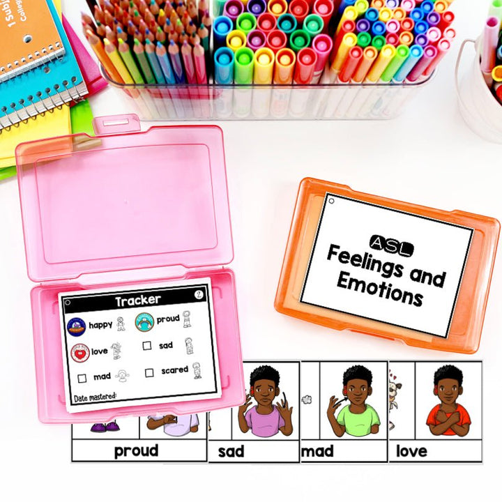 ASL Flashcards & Tracker Feelings and Emotions | Sign Language Flashcards - Teacher Jeanell