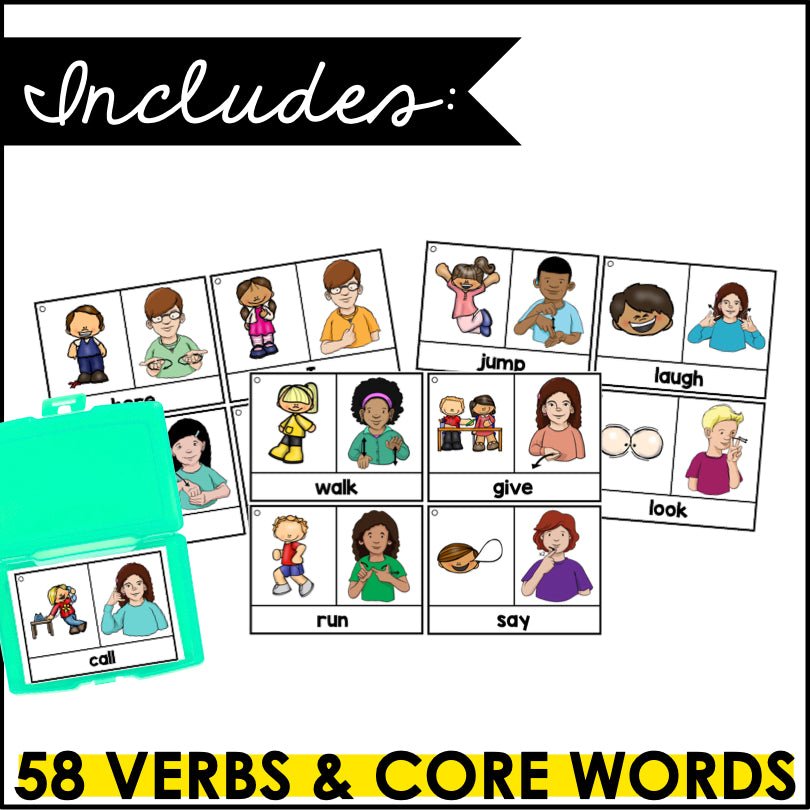 ASL Flashcards & Tracker Verbs and Core Words | Sign Language Flashcards - Teacher Jeanell