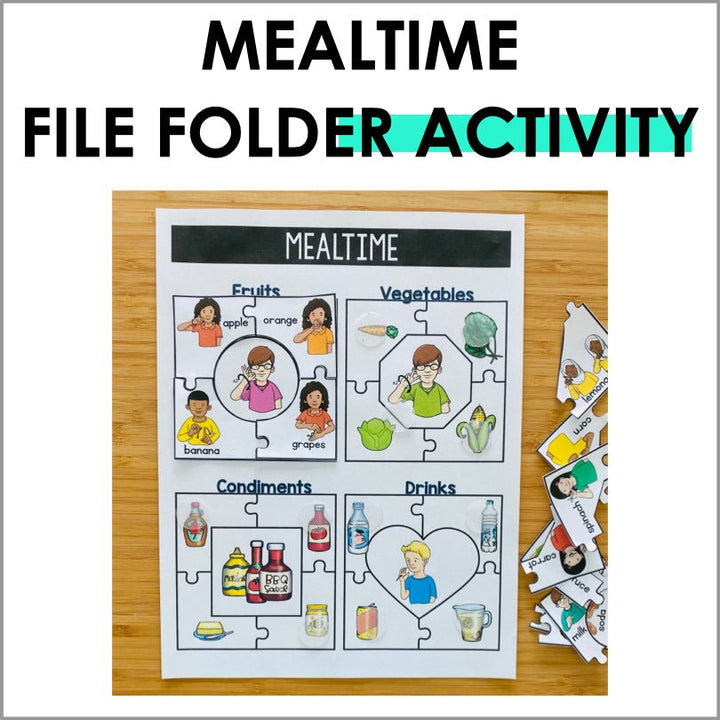 ASL Mealtime File Folder Activity - ASL Foods - Teacher Jeanell