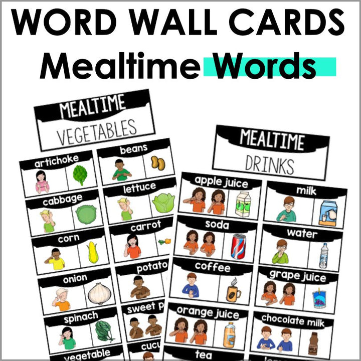 ASL Mealtime Word Wall Cards - Teacher Jeanell