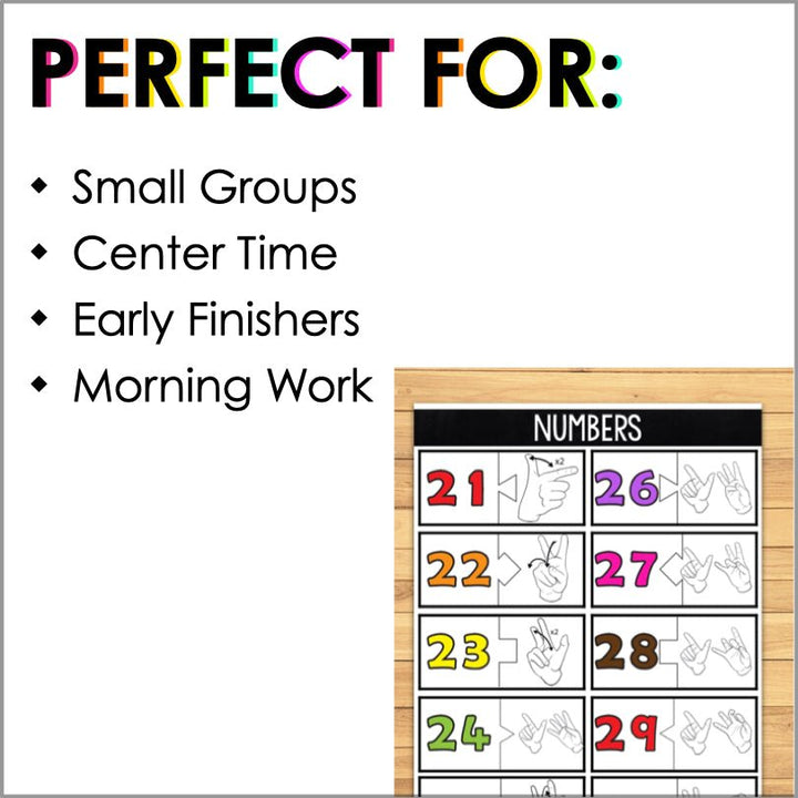 ASL Numbers 21-30 File Folder Games - ASL Busy Book - Teacher Jeanell