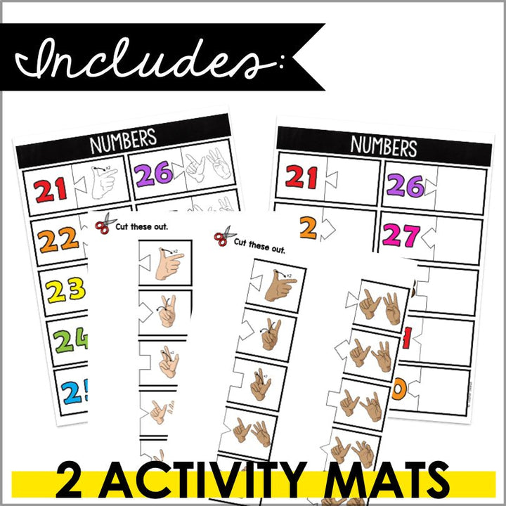 ASL Numbers 21-30 File Folder Games - ASL Busy Book - Teacher Jeanell