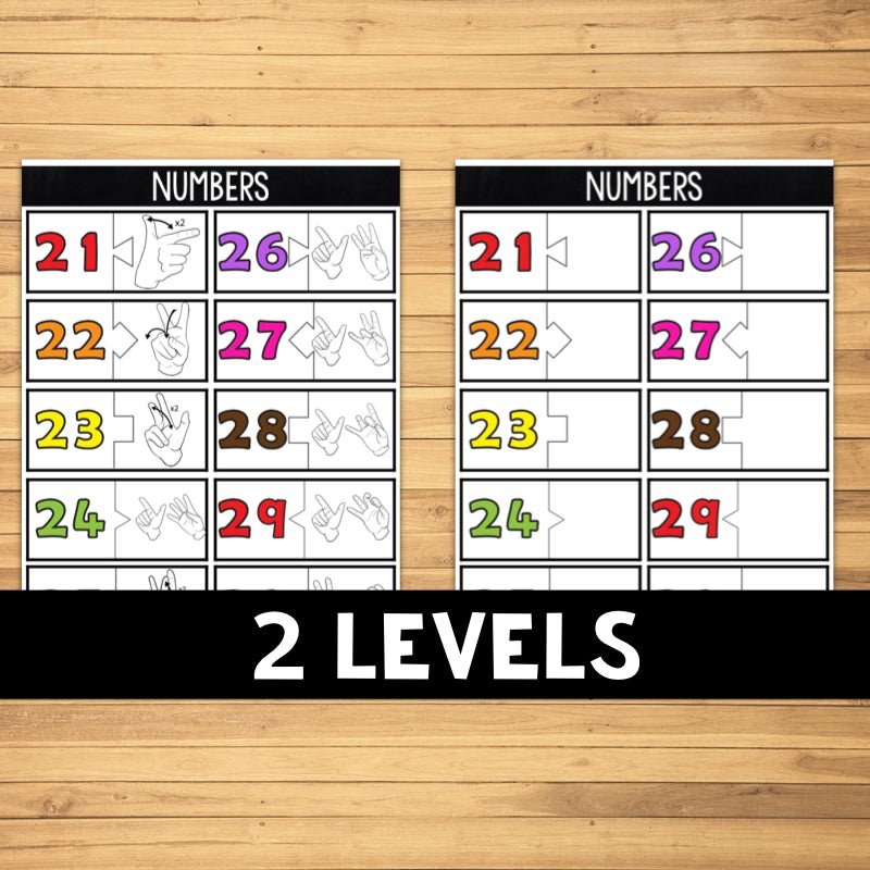 ASL Numbers 21-30 File Folder Games - ASL Busy Book - Teacher Jeanell