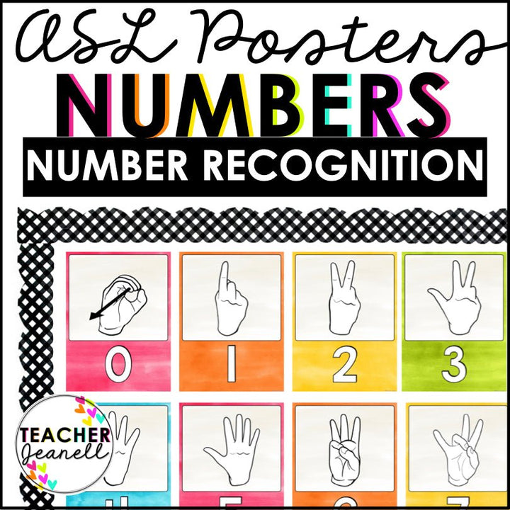 ASL Numbers Poster Set | Sign Language Number Posters 0-20 - Teacher Jeanell