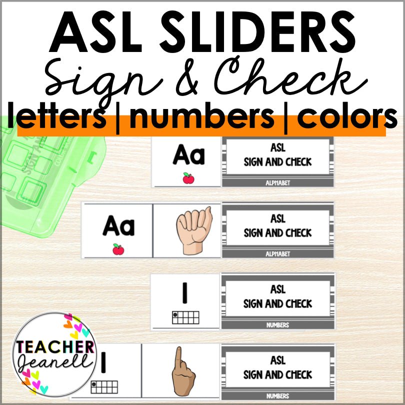 ASL Practice Sliders for Letters, Numbers, and Colors Sign and